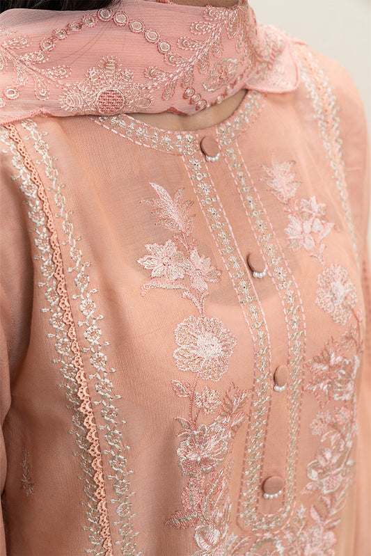 3 PIECE EMBROIDERED   SELF JACQUARD SUIT-FROSTED PEACH (UNSTITCHED)