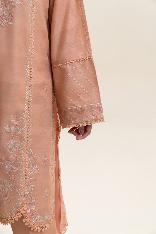 3 PIECE EMBROIDERED   SELF JACQUARD SUIT-FROSTED PEACH (UNSTITCHED)