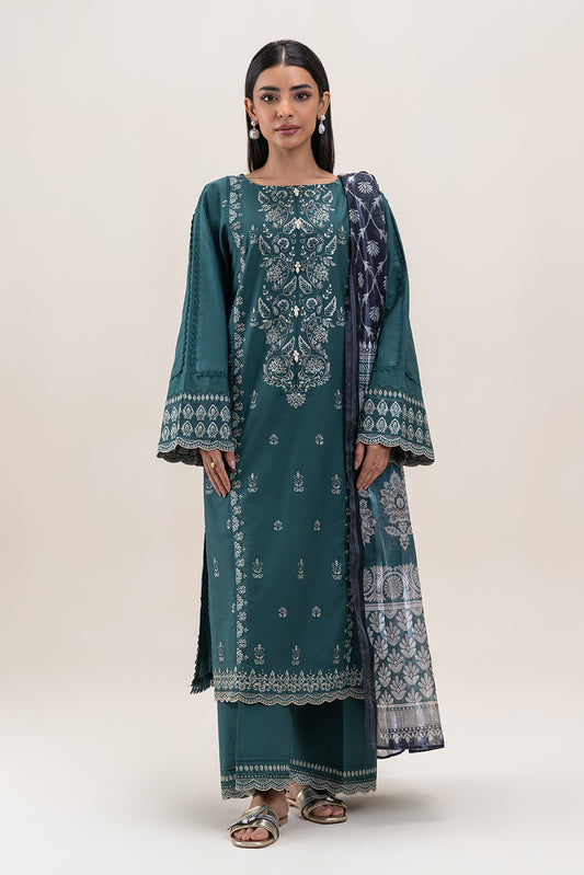 3 PIECE EMBROIDERED LAWN SUIT-TEAL GLAM (UNSTITCHED)