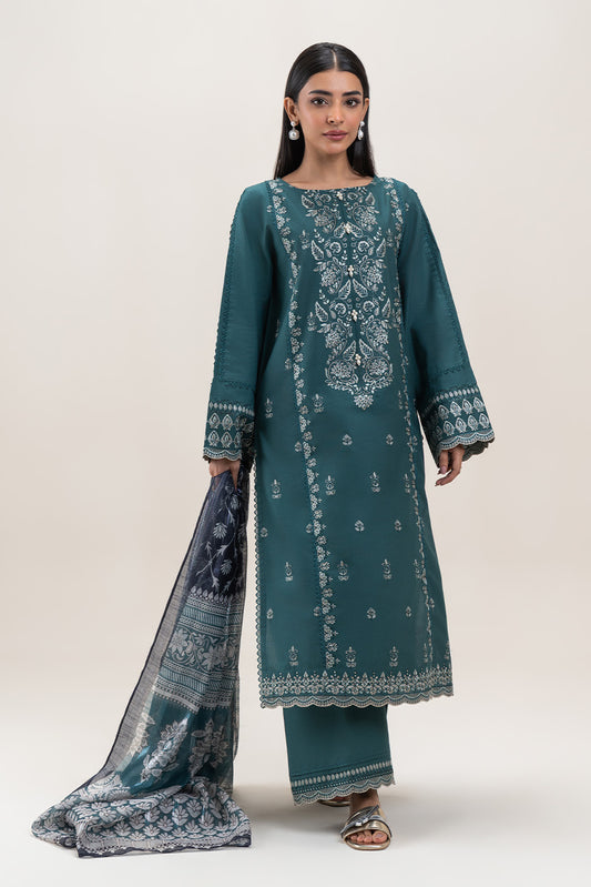 3 PIECE EMBROIDERED LAWN SUIT-TEAL GLAM (UNSTITCHED)