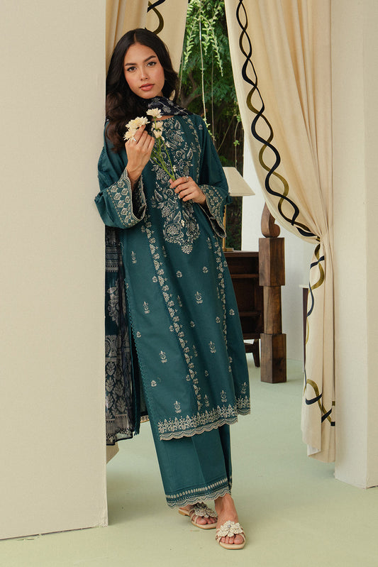 3 PIECE EMBROIDERED LAWN SUIT-TEAL GLAM (UNSTITCHED)