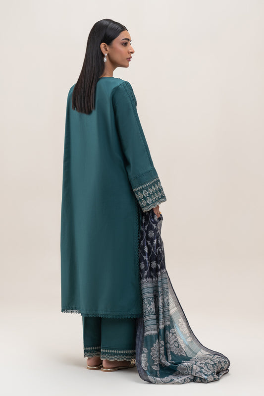 3 PIECE EMBROIDERED LAWN SUIT-TEAL GLAM (UNSTITCHED)