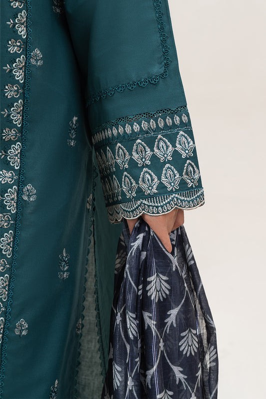 3 PIECE EMBROIDERED LAWN SUIT-TEAL GLAM (UNSTITCHED)