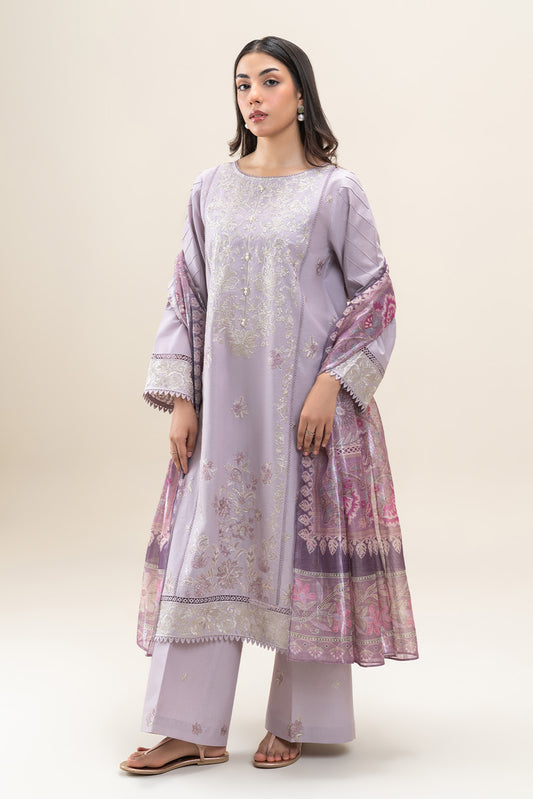 3 PIECE EMBROIDERED LAWN SUIT-VIOLET MUSK (UNSTITCHED)