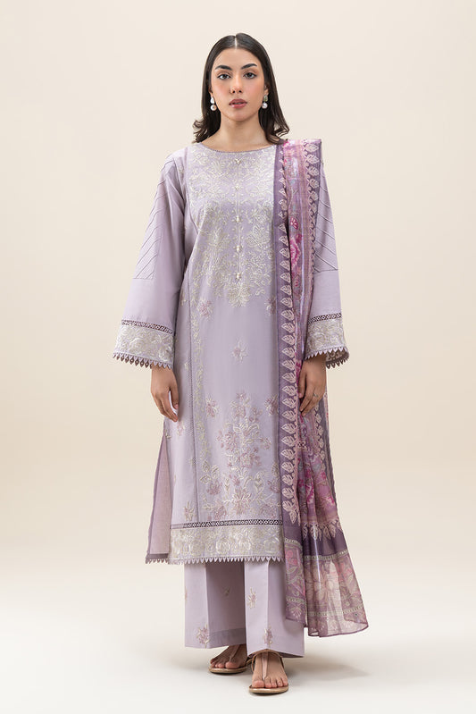 3 PIECE EMBROIDERED LAWN SUIT-VIOLET MUSK (UNSTITCHED)