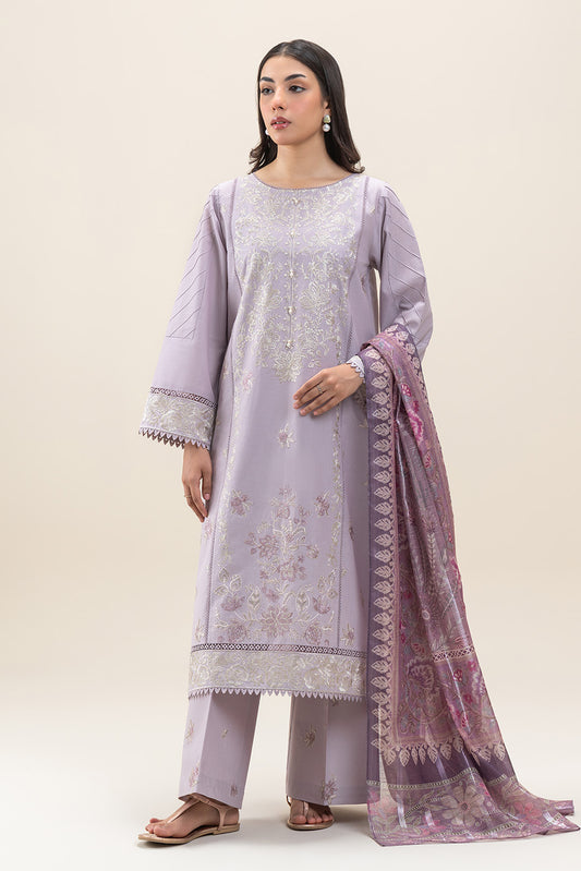 3 PIECE EMBROIDERED LAWN SUIT-VIOLET MUSK (UNSTITCHED)