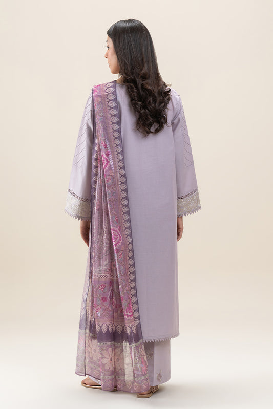 3 PIECE EMBROIDERED LAWN SUIT-VIOLET MUSK (UNSTITCHED)