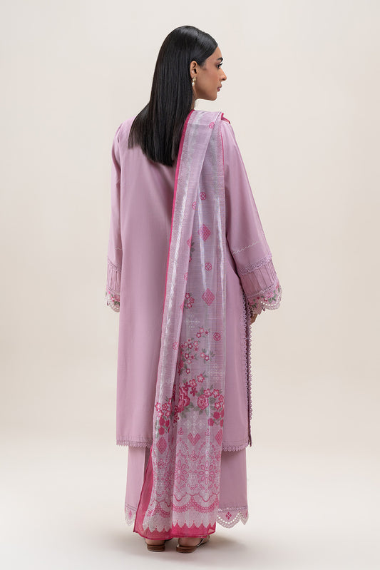 3 PIECE EMBROIDERED LAWN SUIT-DUSKY ROSE (UNSTITCHED)