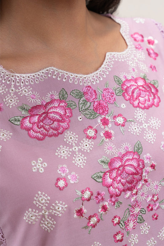 3 PIECE EMBROIDERED LAWN SUIT-DUSKY ROSE (UNSTITCHED)