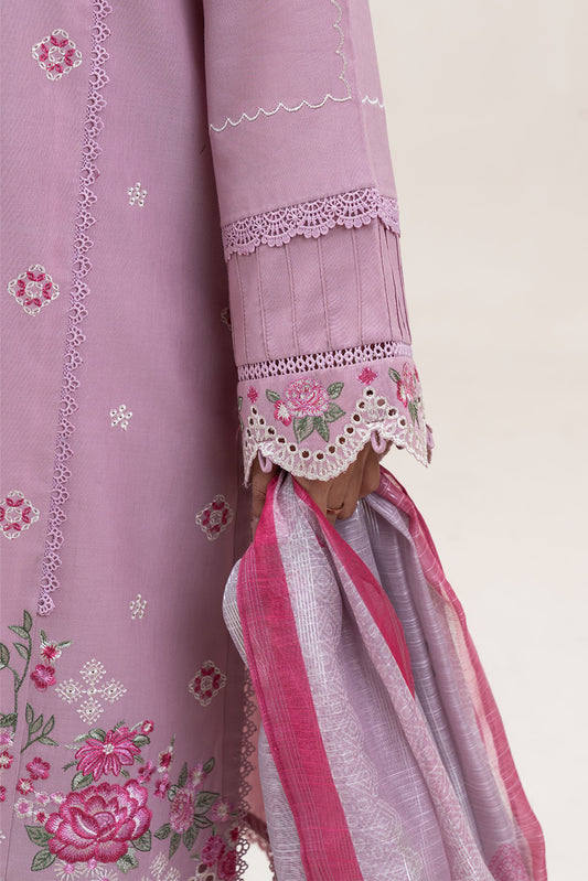 3 PIECE EMBROIDERED LAWN SUIT-DUSKY ROSE (UNSTITCHED)