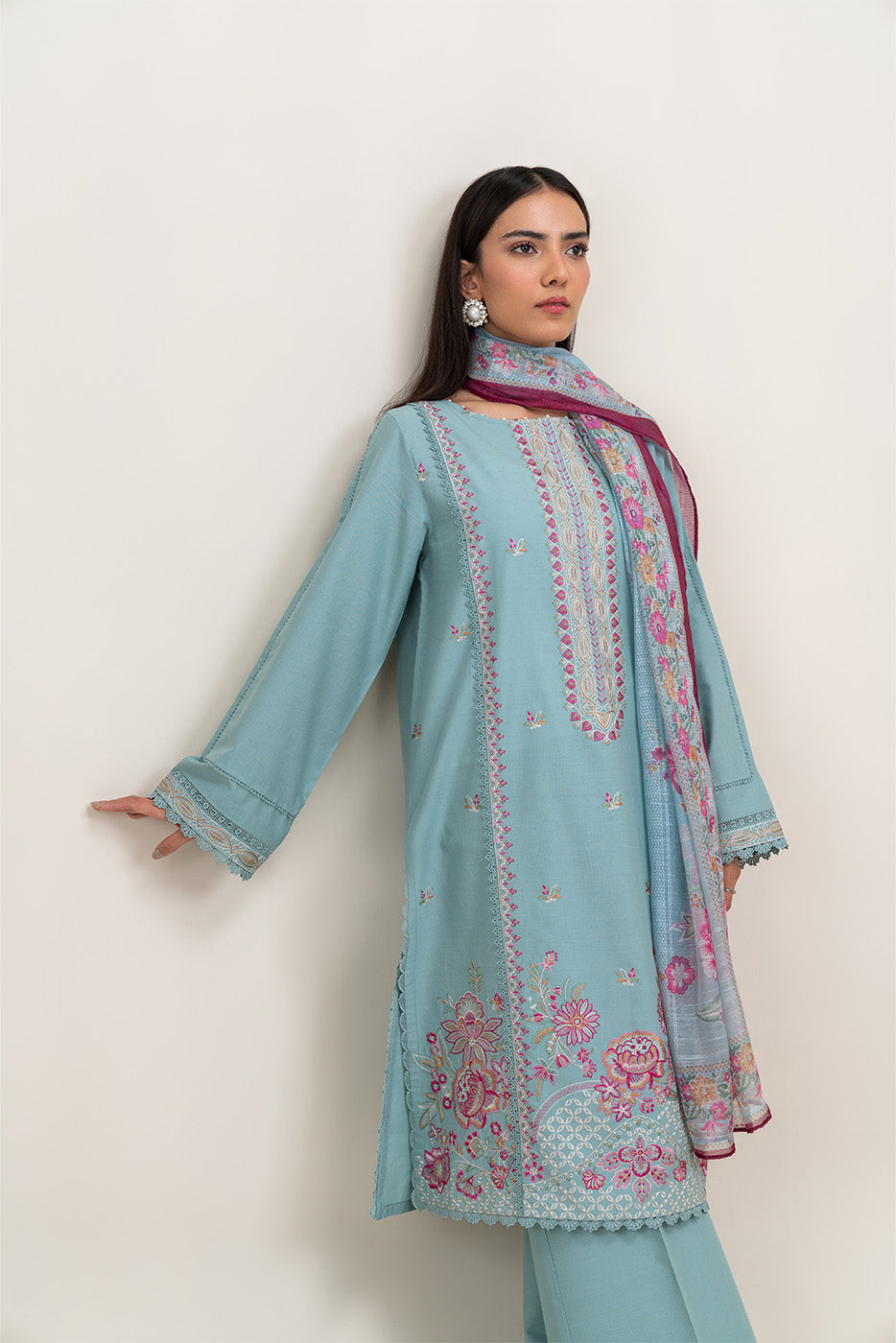 3 PIECE EMBROIDERED LAWN SUIT-SAPPHIRE BREEZE (UNSTITCHED)
