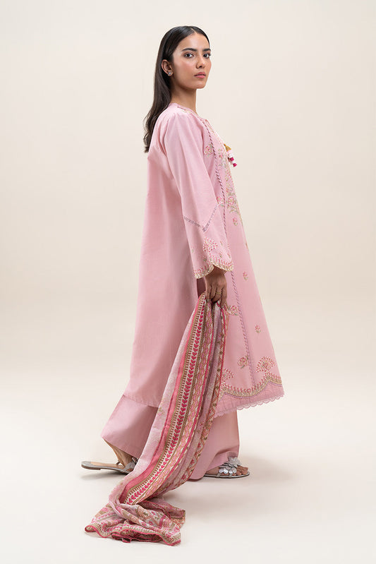 3 PIECE EMBROIDERED LAWN SUIT-PINK LUSH (UNSTITCHED)