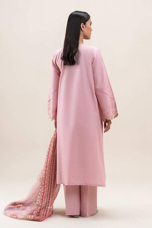 3 PIECE EMBROIDERED LAWN SUIT-PINK LUSH (UNSTITCHED)