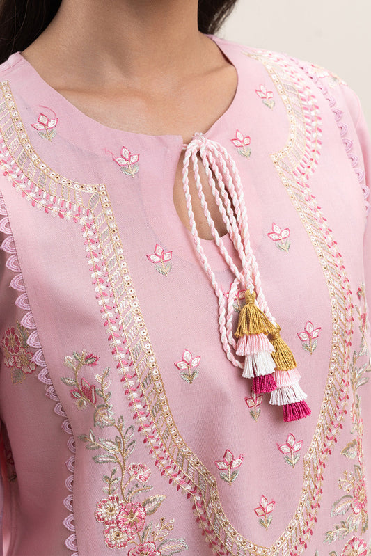 3 PIECE EMBROIDERED LAWN SUIT-PINK LUSH (UNSTITCHED)