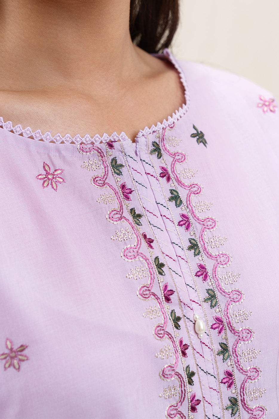 3 PIECE EMBROIDERED LAWN SUIT-LILAC MELODY (UNSTITCHED)