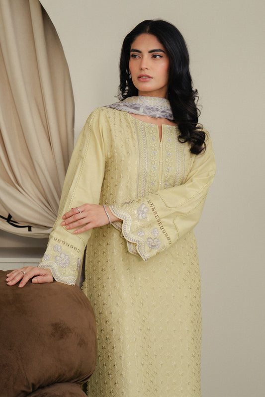 3 PIECE EMBROIDERED LAWN SUIT-CITRINE PUFF (UNSTITCHED)