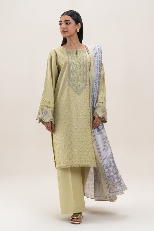 3 PIECE EMBROIDERED LAWN SUIT-CITRINE PUFF (UNSTITCHED)
