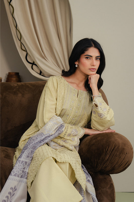 3 PIECE EMBROIDERED LAWN SUIT-CITRINE PUFF (UNSTITCHED)