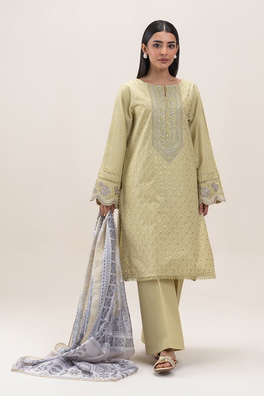 3 PIECE EMBROIDERED LAWN SUIT-CITRINE PUFF (UNSTITCHED)