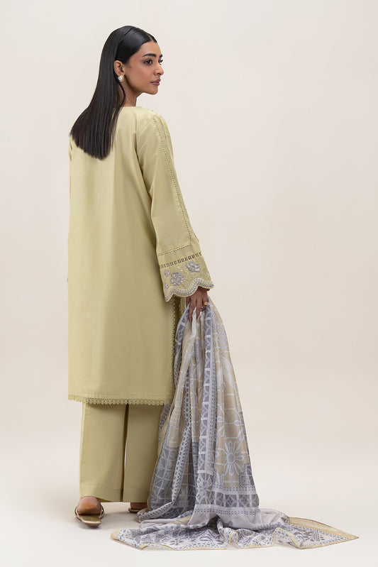 3 PIECE EMBROIDERED LAWN SUIT-CITRINE PUFF (UNSTITCHED)