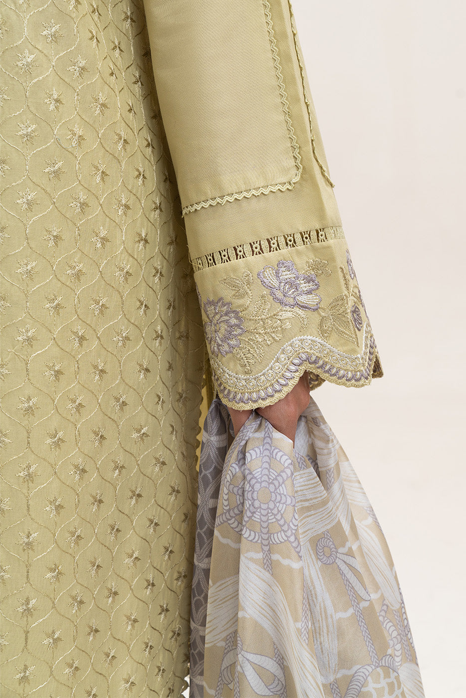 3 PIECE EMBROIDERED LAWN SUIT-CITRINE PUFF (UNSTITCHED)