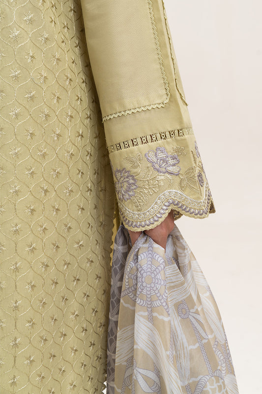 3 PIECE EMBROIDERED LAWN SUIT-CITRINE PUFF (UNSTITCHED)