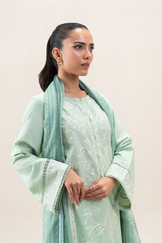 3 PIECE EMBROIDERED LAWN SUIT-TURQOISE GLAM (UNSTITCHED)