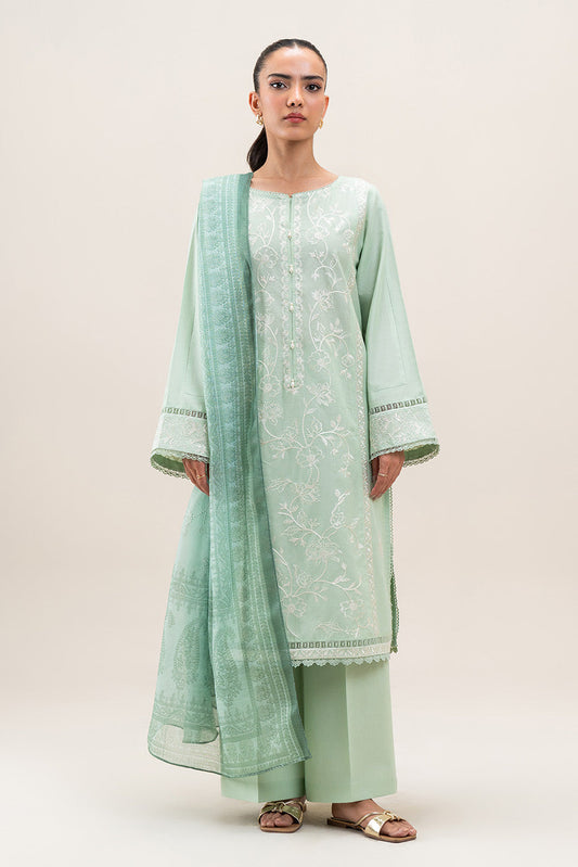 3 PIECE EMBROIDERED LAWN SUIT-TURQOISE GLAM (UNSTITCHED)
