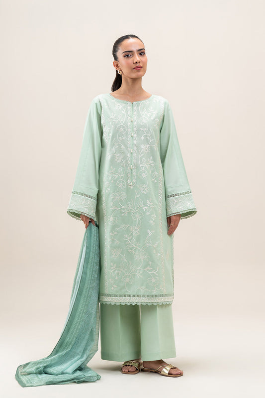 3 PIECE EMBROIDERED LAWN SUIT-TURQOISE GLAM (UNSTITCHED)