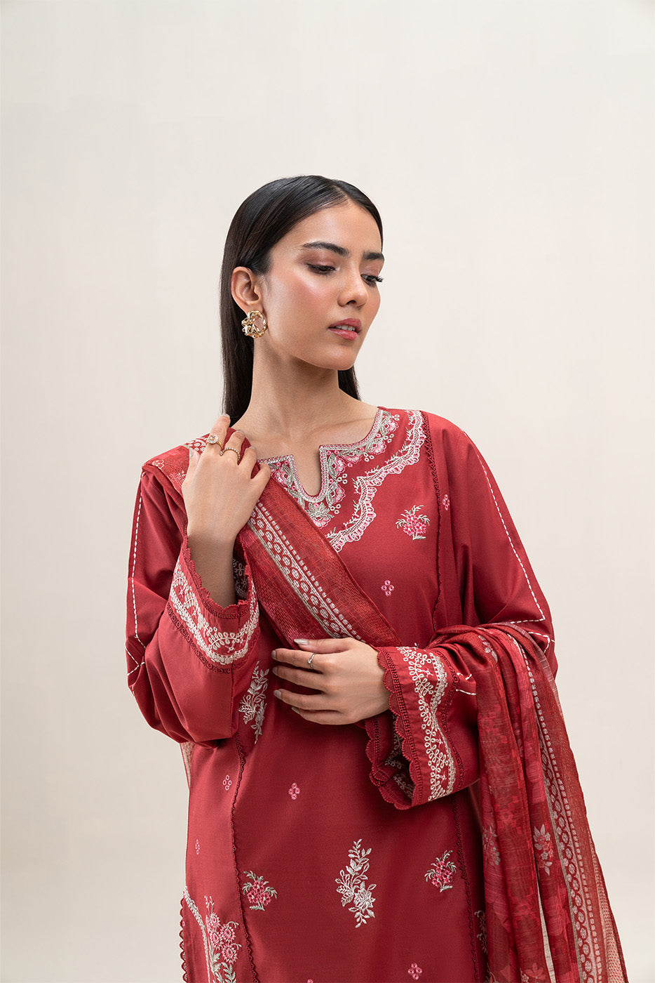 3 PIECE EMBROIDERED LAWN SUIT-BLUSH BLISS (UNSTITCHED)