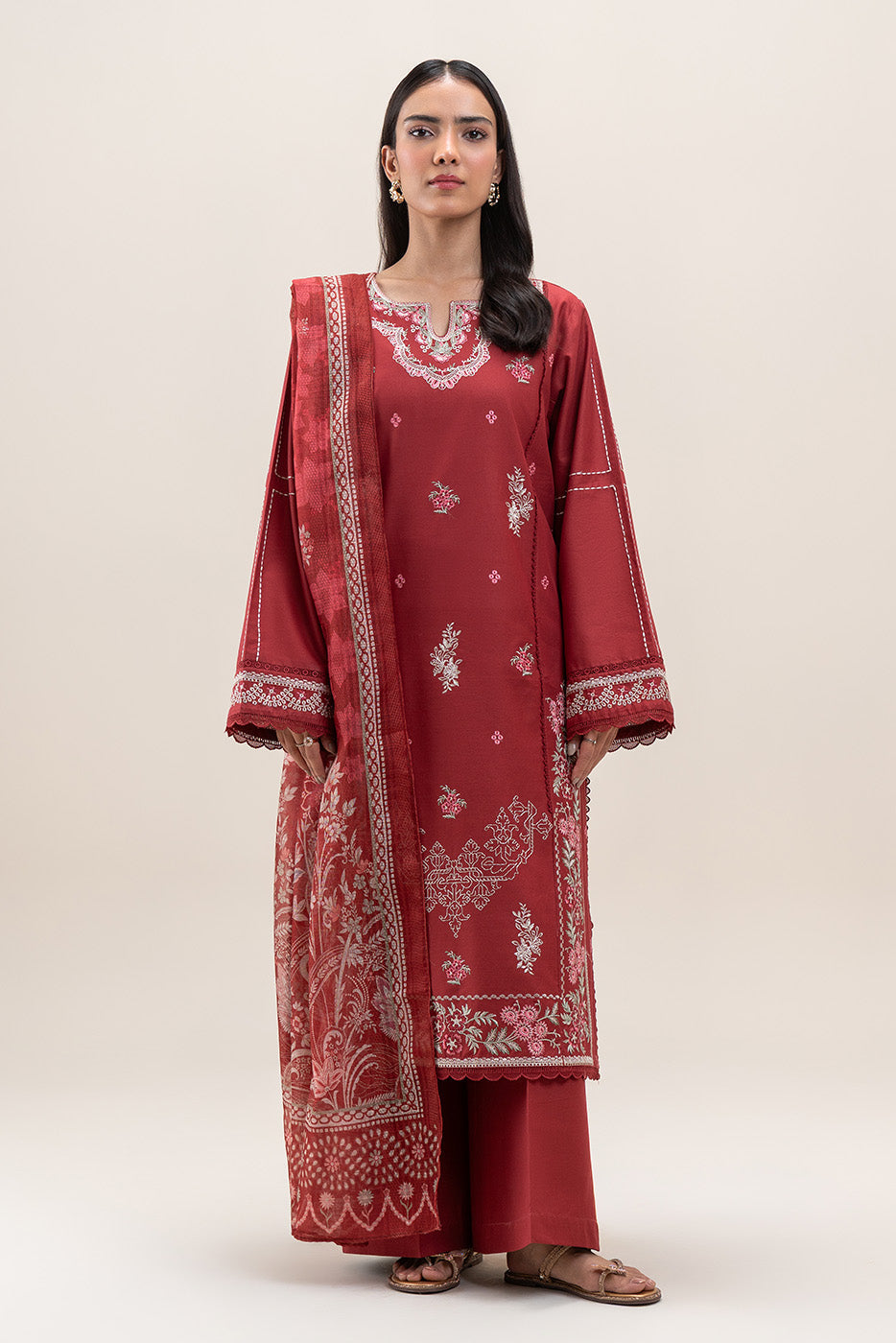 3 PIECE EMBROIDERED LAWN SUIT-BLUSH BLISS (UNSTITCHED)