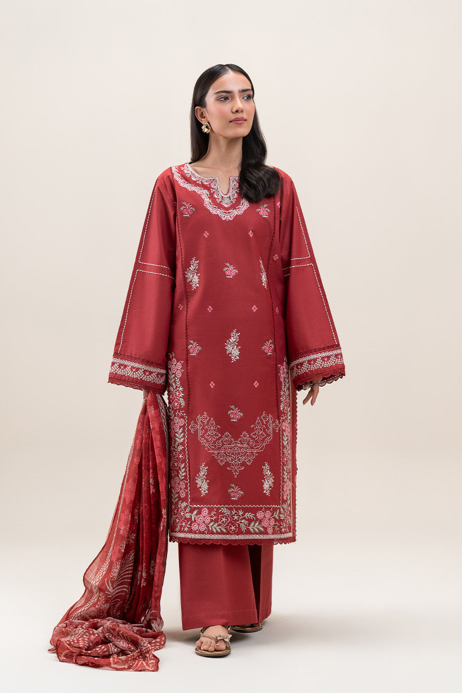 3 PIECE EMBROIDERED LAWN SUIT-BLUSH BLISS (UNSTITCHED)