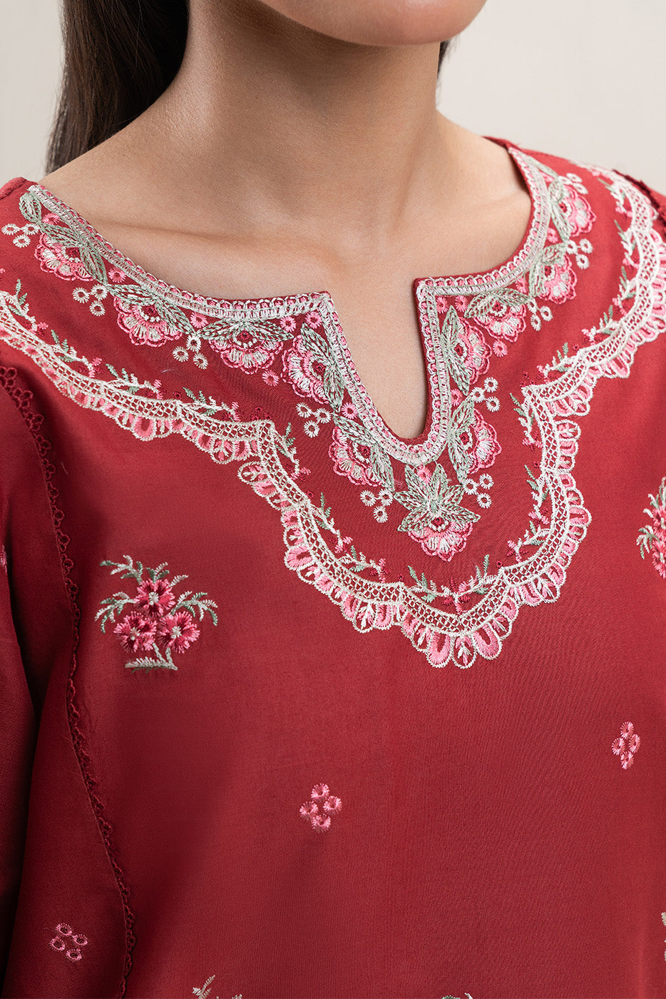 3 PIECE EMBROIDERED LAWN SUIT-BLUSH BLISS (UNSTITCHED)