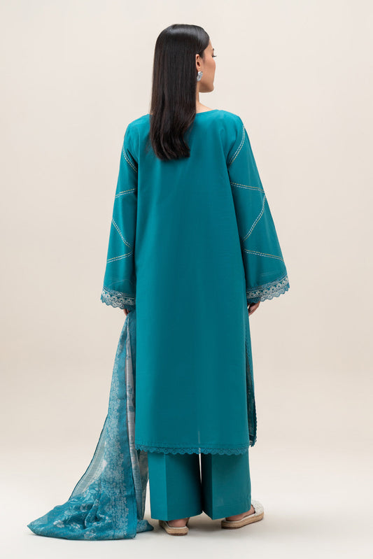 3 PIECE EMBROIDERED LAWN SUIT-CERULEAN ZEST (UNSTITCHED)