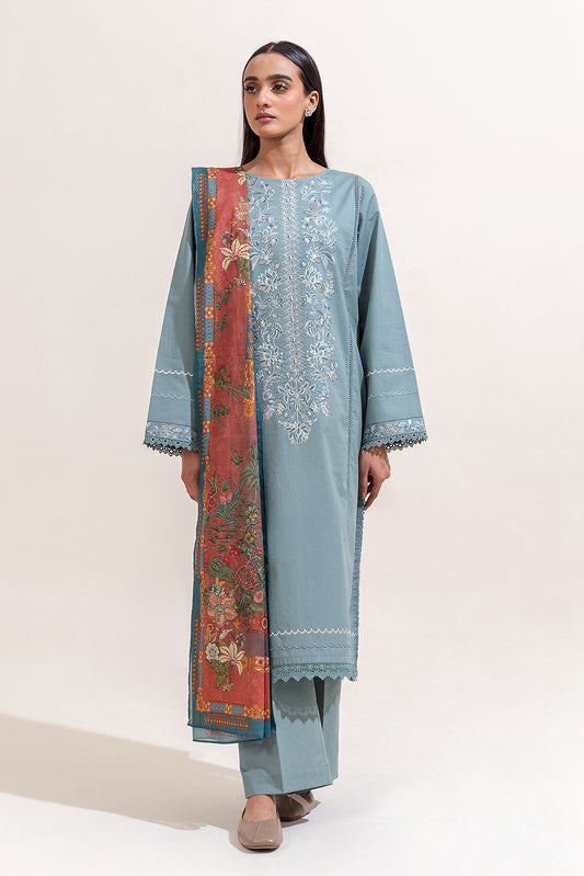 2 PIECE EMBROIDERED LAWN SUIT-RUSTIC OCEAN (UNSTITCHED)
