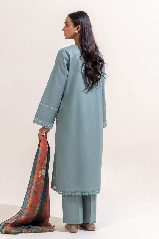 2 PIECE EMBROIDERED LAWN SUIT-RUSTIC OCEAN (UNSTITCHED)