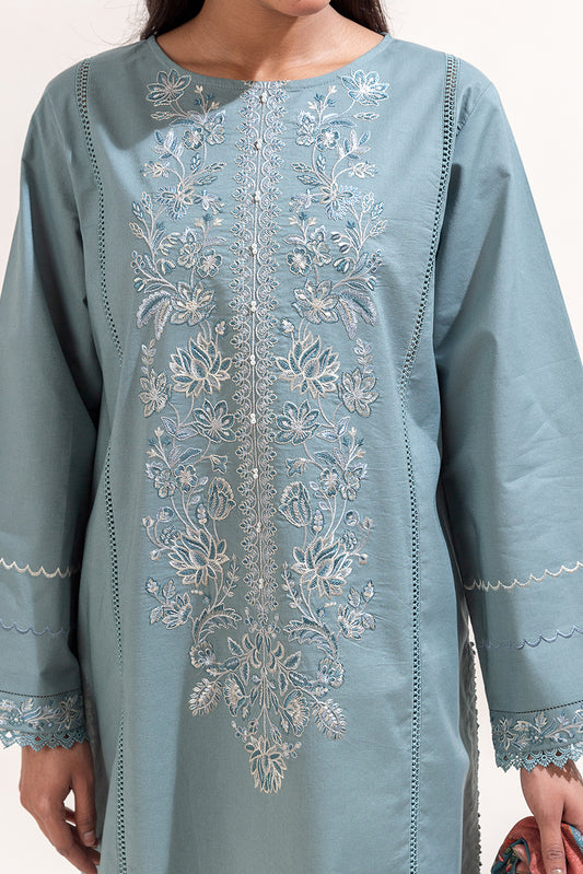2 PIECE EMBROIDERED LAWN SUIT-RUSTIC OCEAN (UNSTITCHED)
