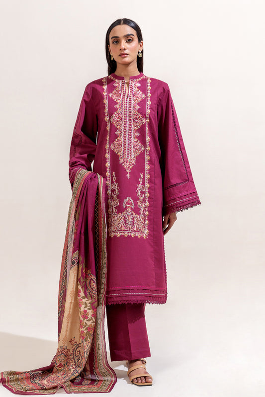 2 PIECE EMBROIDERED LAWN SUIT-BERRY GLAM (UNSTITCHED)