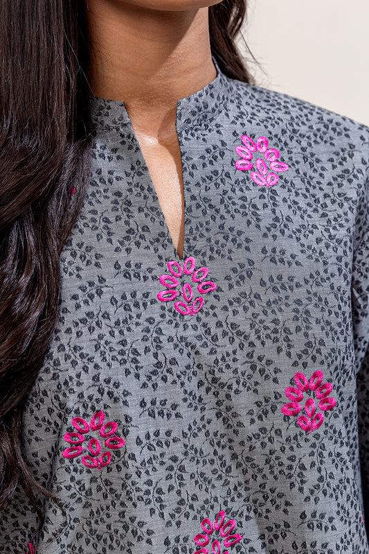 1 PIECE EMBROIDERED SELF JACQUARD SHIRT-RUSSET HAZE (UNSTITCHED)