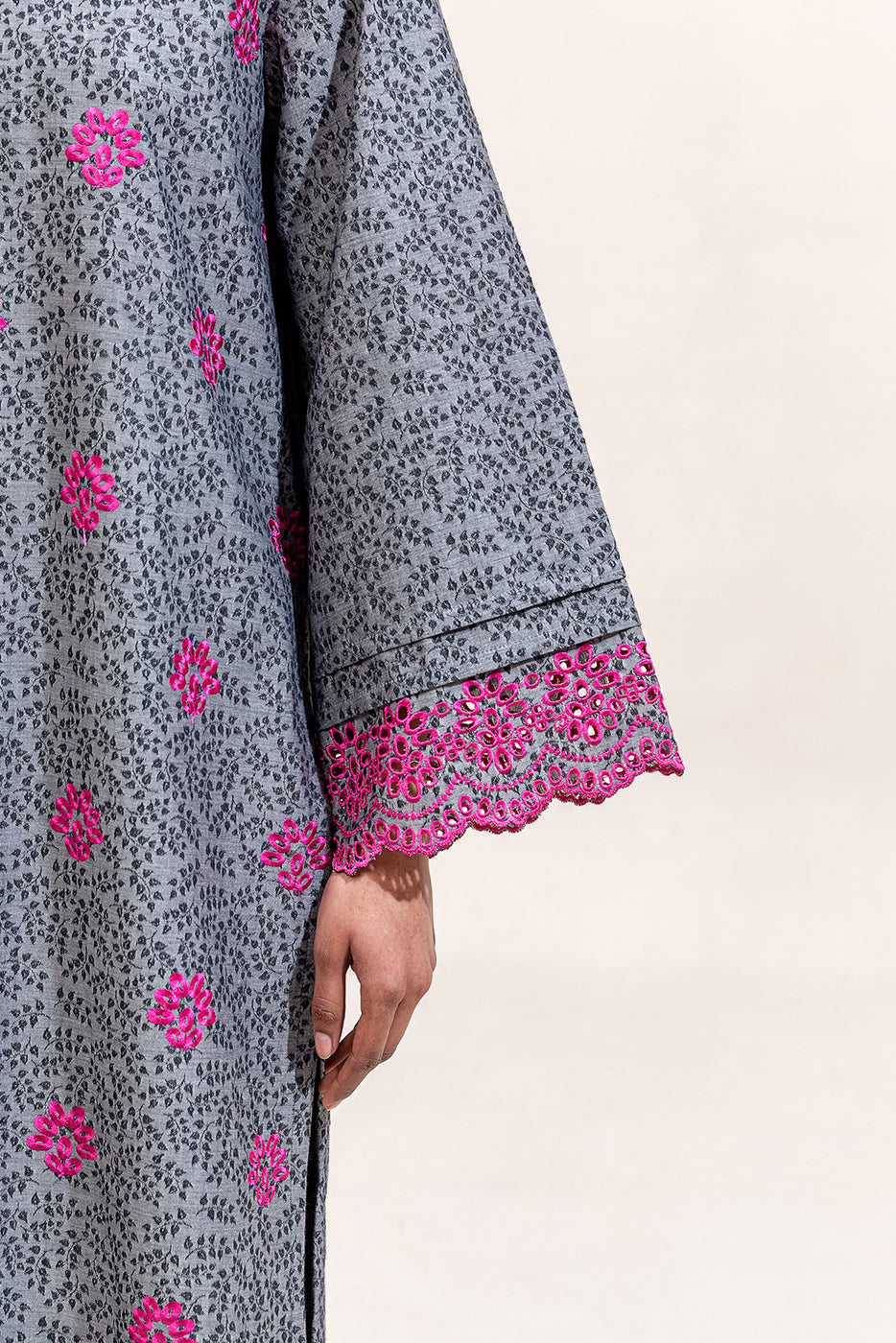 1 PIECE EMBROIDERED SELF JACQUARD SHIRT-RUSSET HAZE (UNSTITCHED)