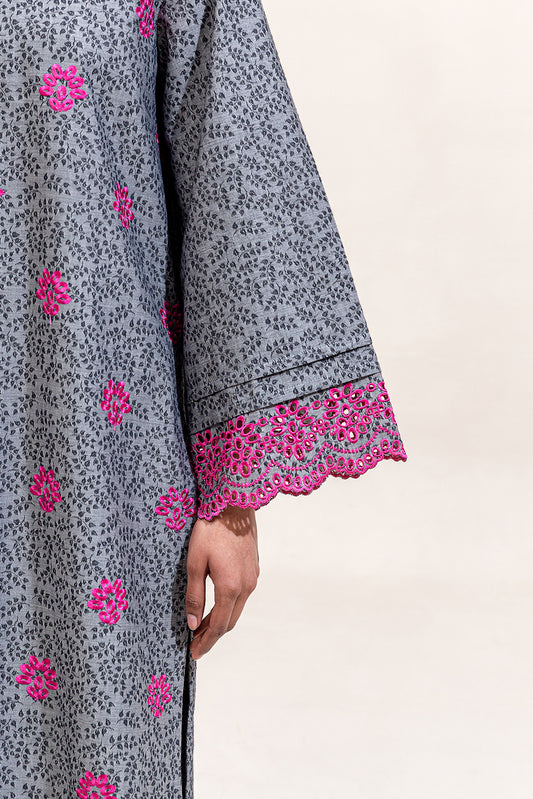 1 PIECE EMBROIDERED SELF JACQUARD SHIRT-RUSSET HAZE (UNSTITCHED)