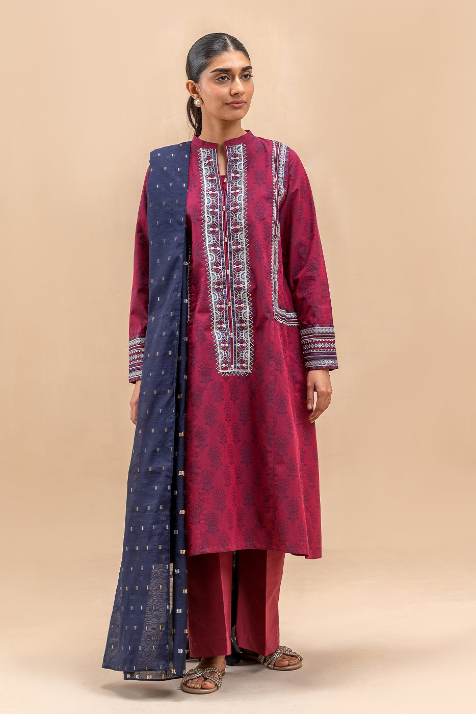 2 PIECE EMBROIDERED JACQUARD SUIT-CRIMSON VERVE (UNSTITCHED)