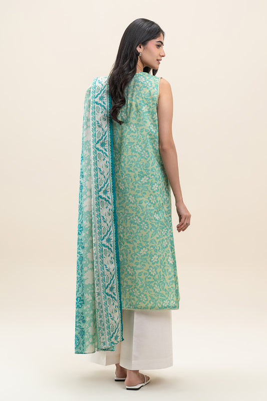 2 PIECE PRINTED LAWN SUIT-TURQUOISE HUES (UNSTITCHED)