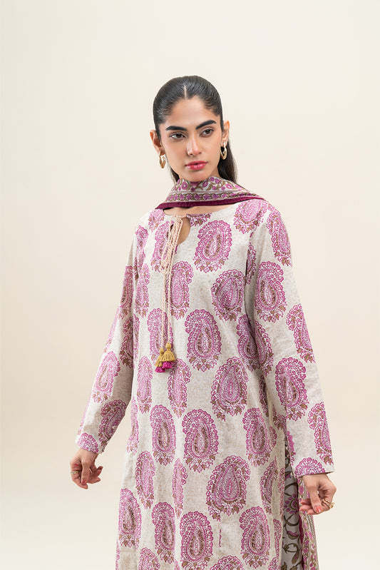 2 PIECE PRINTED LAWN SUIT-TEA GREEN (UNSTITCHED)