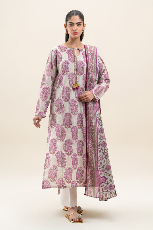 2 PIECE PRINTED LAWN SUIT-TEA GREEN (UNSTITCHED)