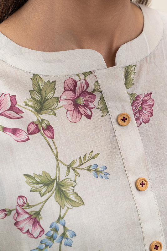 3 PIECE PRINTED  SUIT-SOFT GARDENIA (UNSTITCHED)