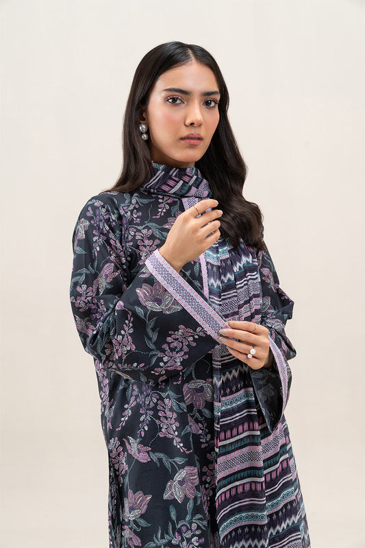 3 PIECE PRINTED LAWN SUIT-EBONY BLOOM (UNSTITCHED)
