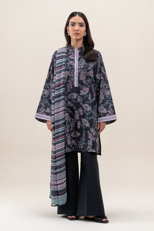 3 PIECE PRINTED LAWN SUIT-EBONY BLOOM (UNSTITCHED)