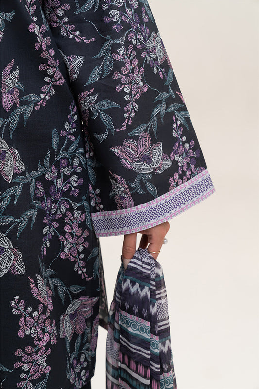 3 PIECE PRINTED LAWN SUIT-EBONY BLOOM (UNSTITCHED)