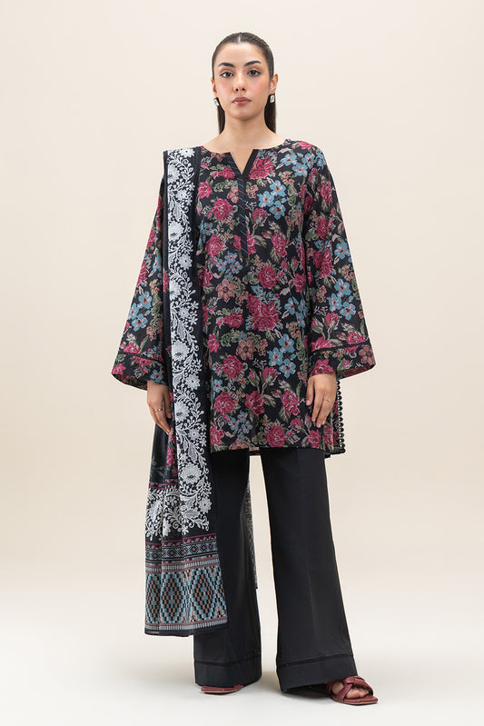 3 PIECE PRINTED LAWN SUIT-FLORAL MUSK (UNSTITCHED)